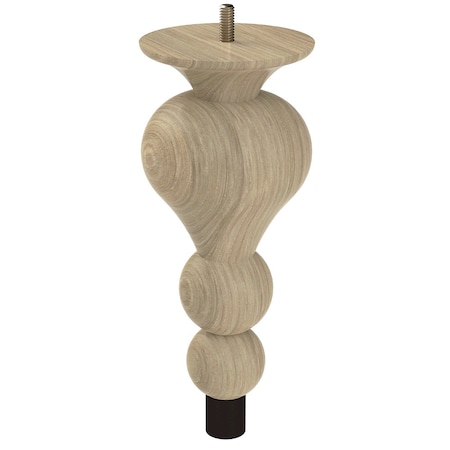 Designs Of Distinction 9" Tipt Toe Bun Foot with bolt and 1" Flat Black Ferrule - White Oak 01242009WKWR6